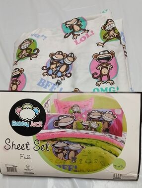 Bobby Jack Official "Text Me" Full Size Flat Bedsheet 81x96 Bed Sheet RARE Y2K
